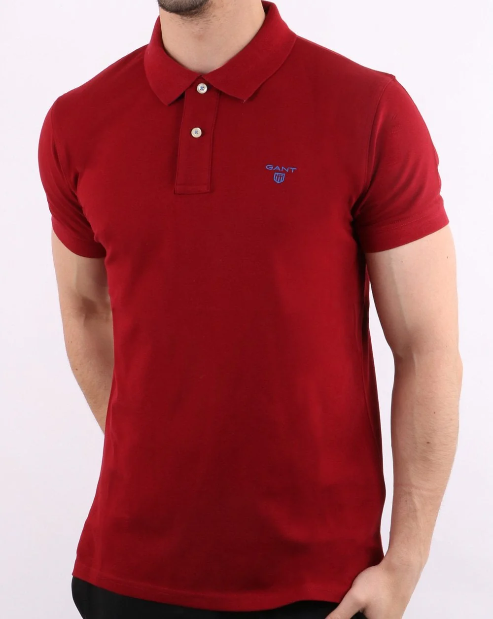 Gant Contrast Collar Polo Shirt Mahogany Red - Image 2