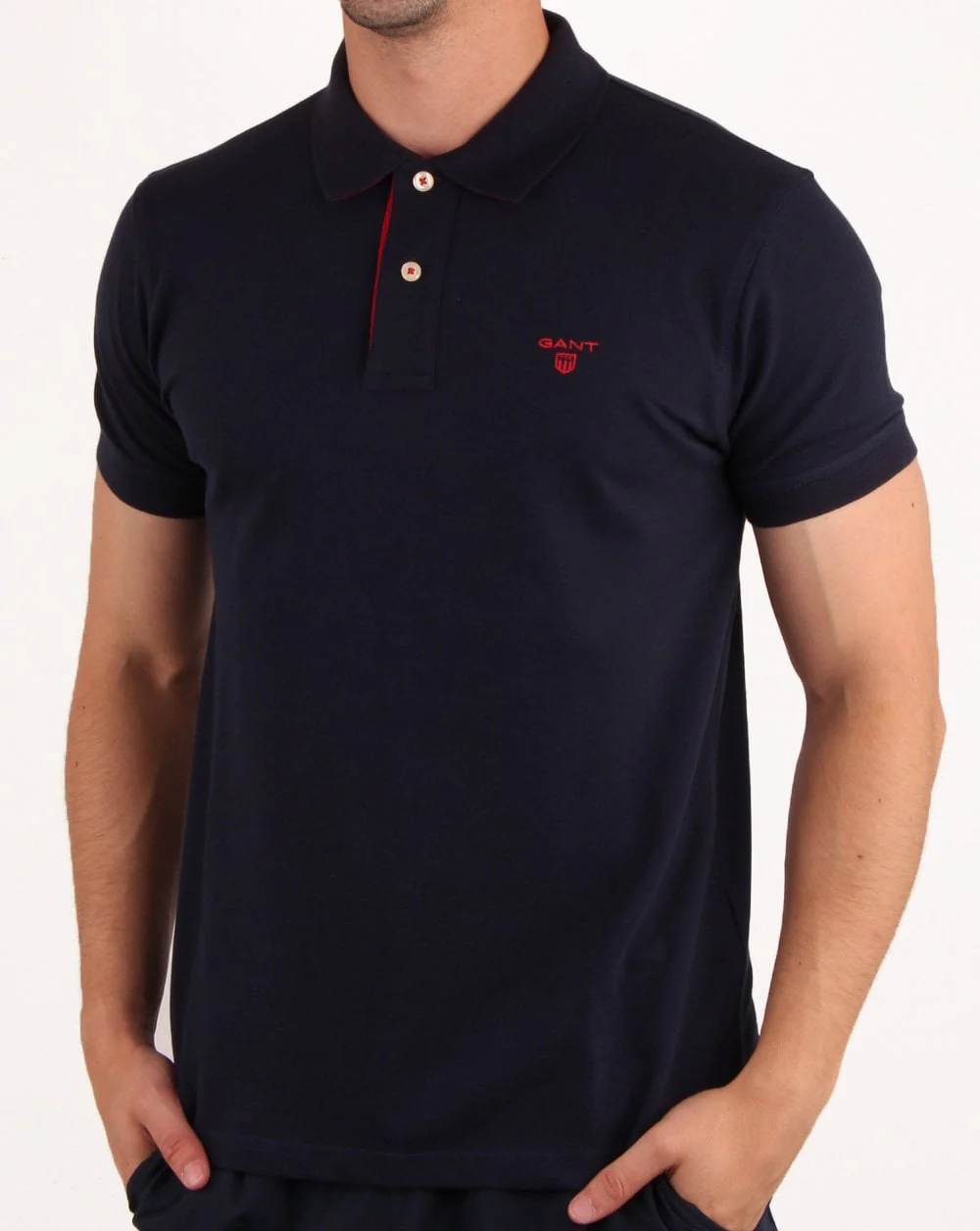 Gant Contrast Collar Polo Shirt Navy