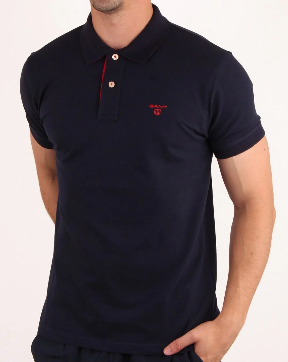 Gant Contrast Collar Polo Shirt Navy - Image 3