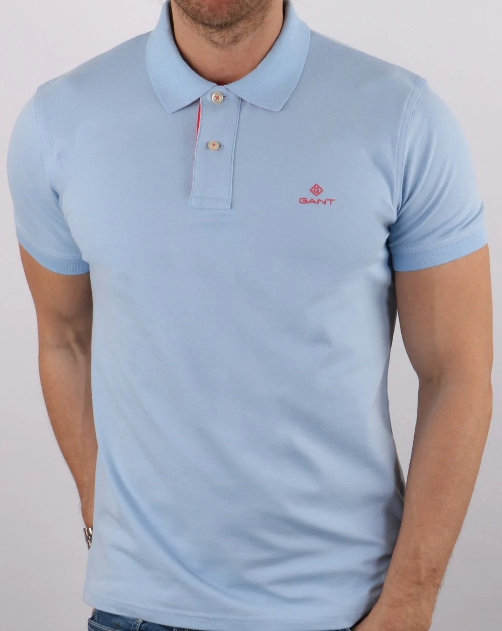 Gant Contrast Collar Polo Shirt Powder Blue - Image 3