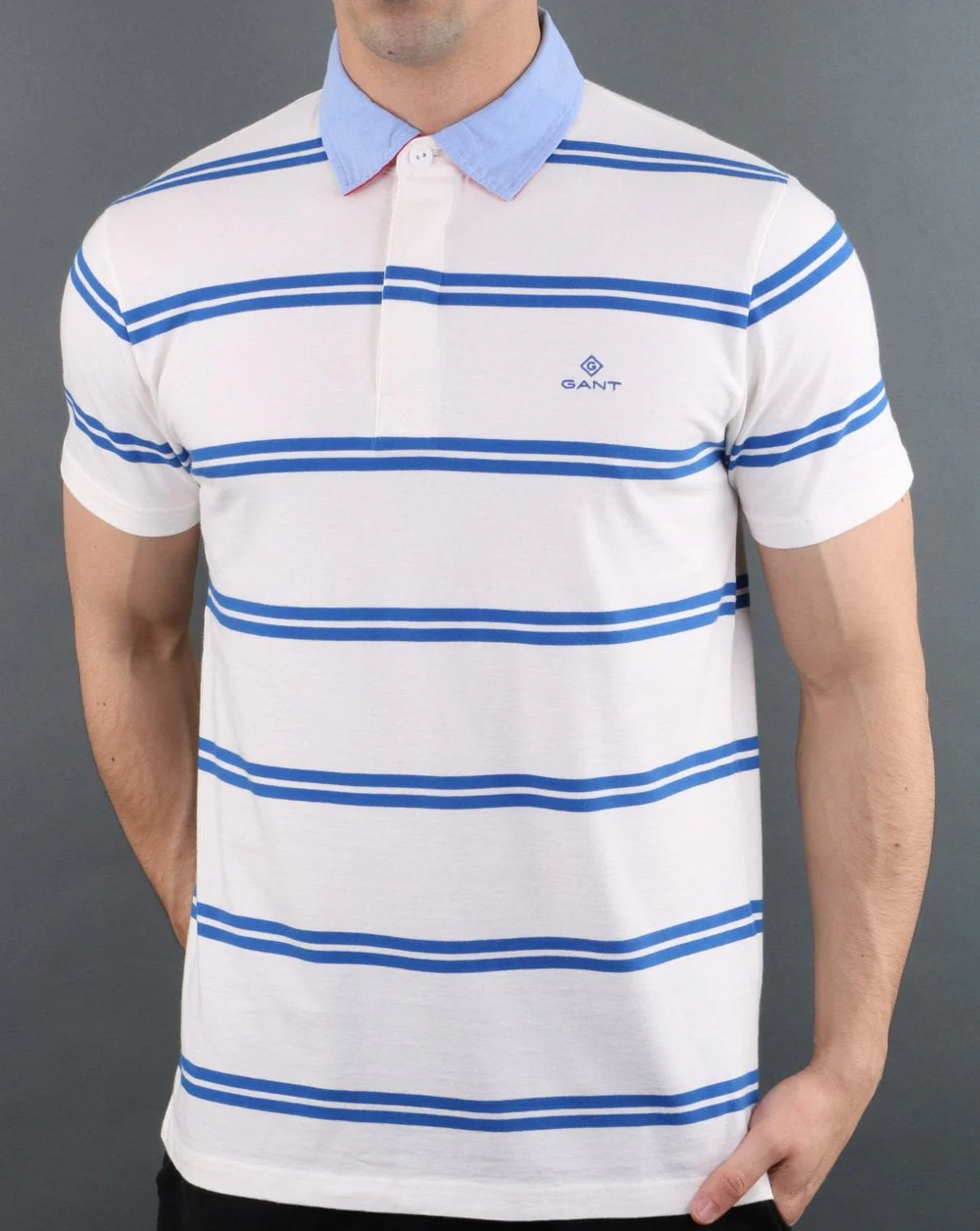Gant Contrast stripe Polo Shirt White - Image 2