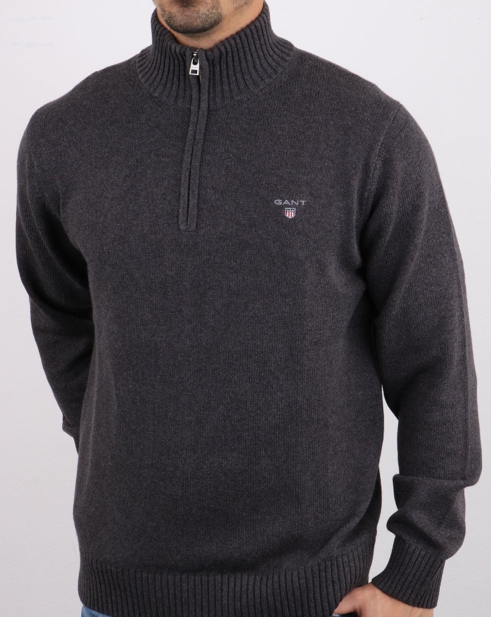 Gant Cotton Half Zip Grey - Image 3