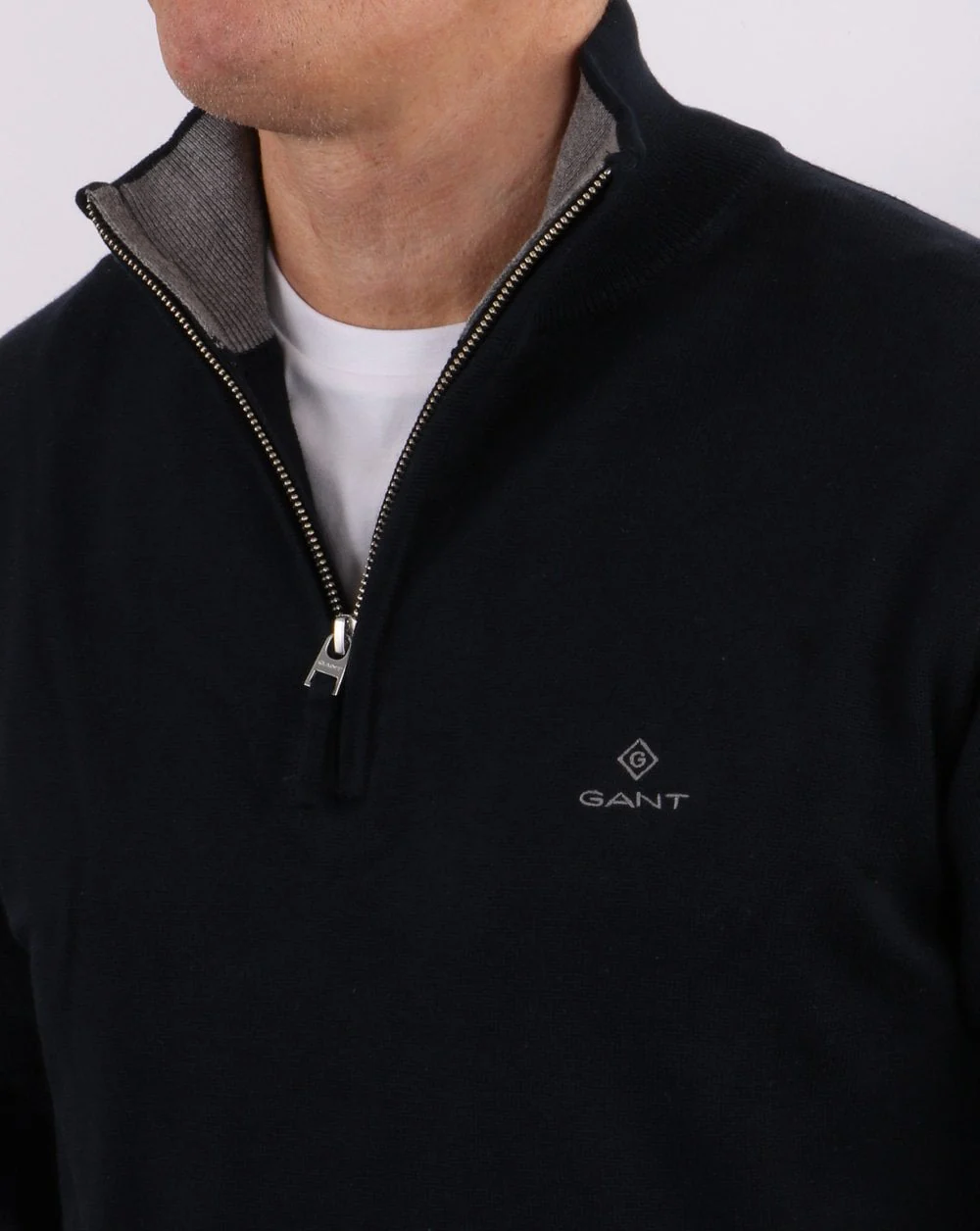 Gant Cotton Half Zip Knit Navy - Image 3