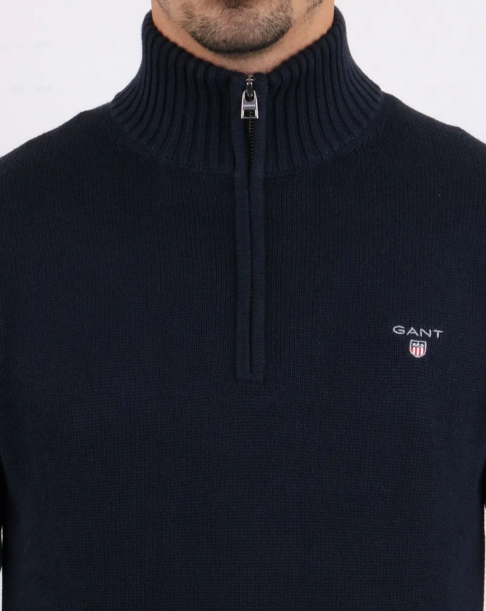 Gant Cotton Half Zip Navy - Image 3
