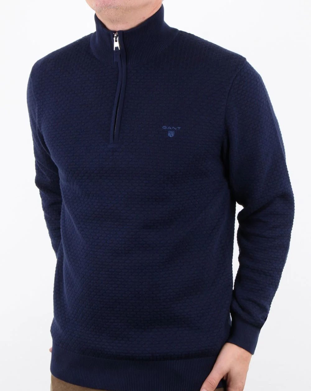 Gant Dot Texture Half Zip Classic Blue