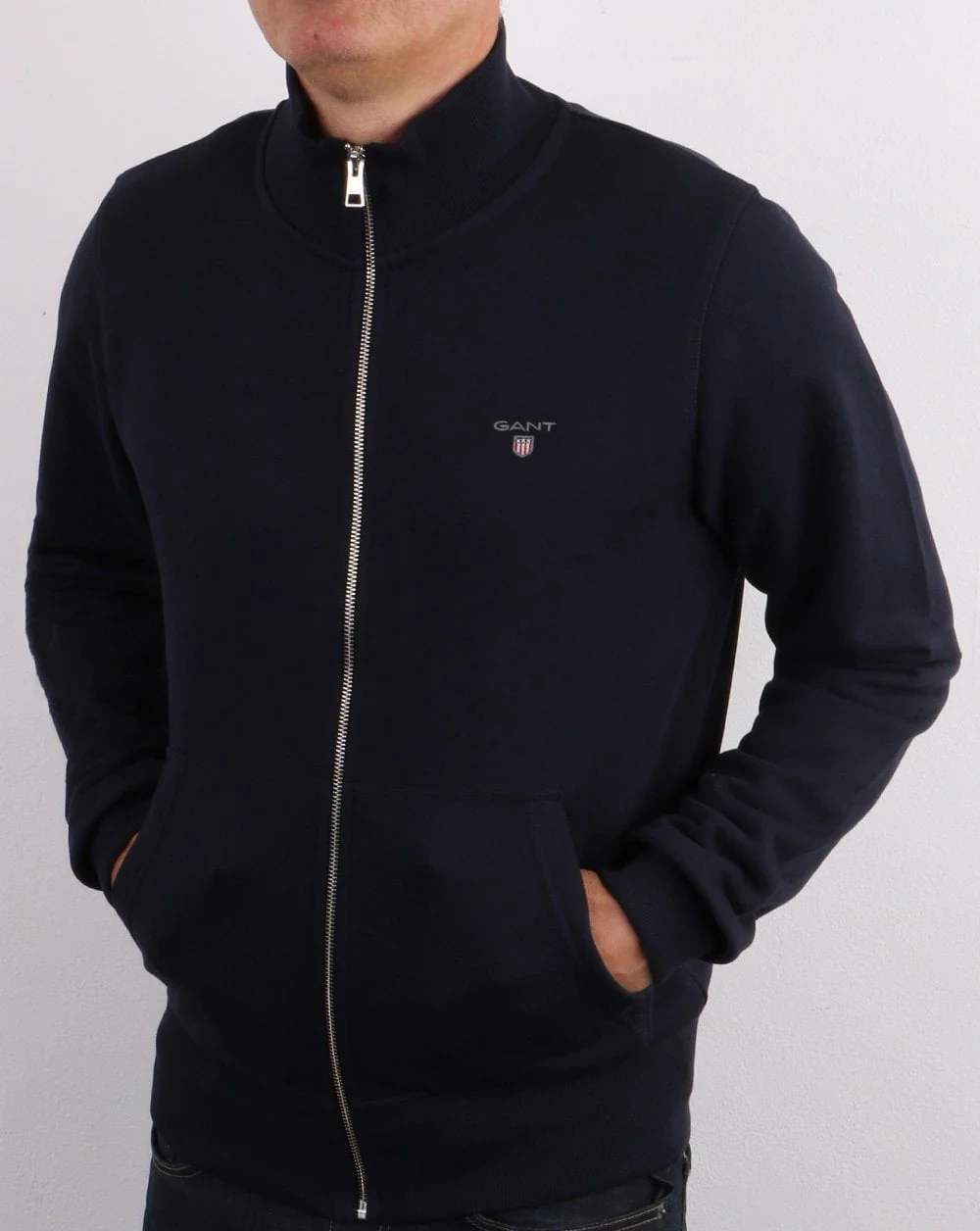 Gant Full Zip Sweatshirt Navy - Image 4