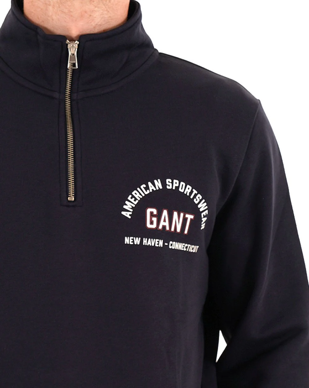 Gant Graphic Half Zip Sweatshirt Navy Blue - Image 2