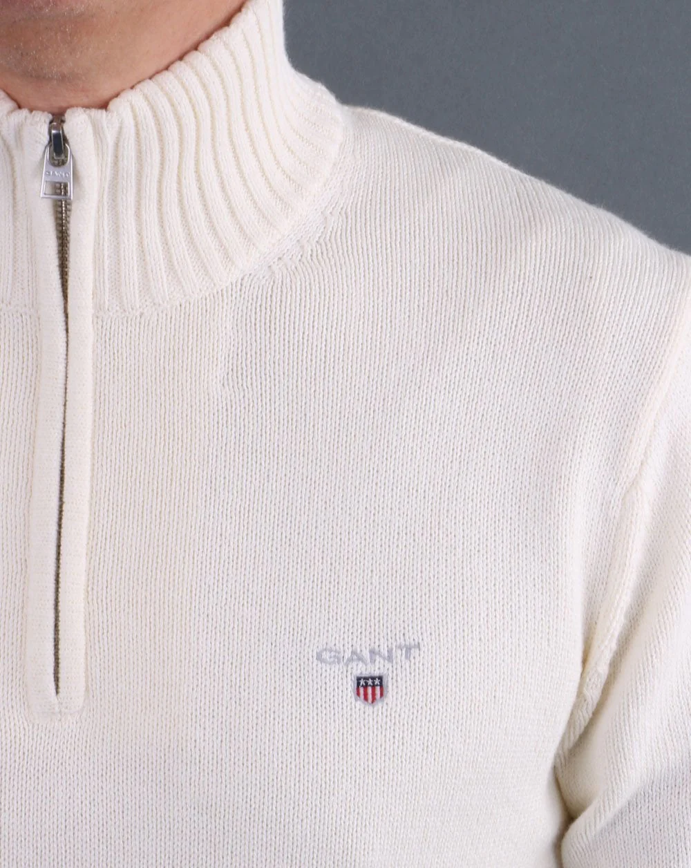 Gant Knitted Half Zip Cream - Image 5