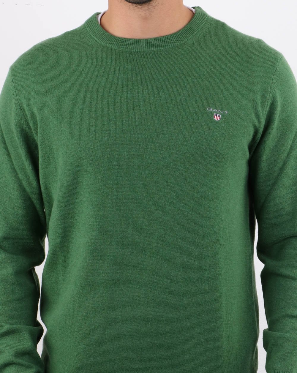 Gant Lambswool Crew Neck Jumper Green - Image 3