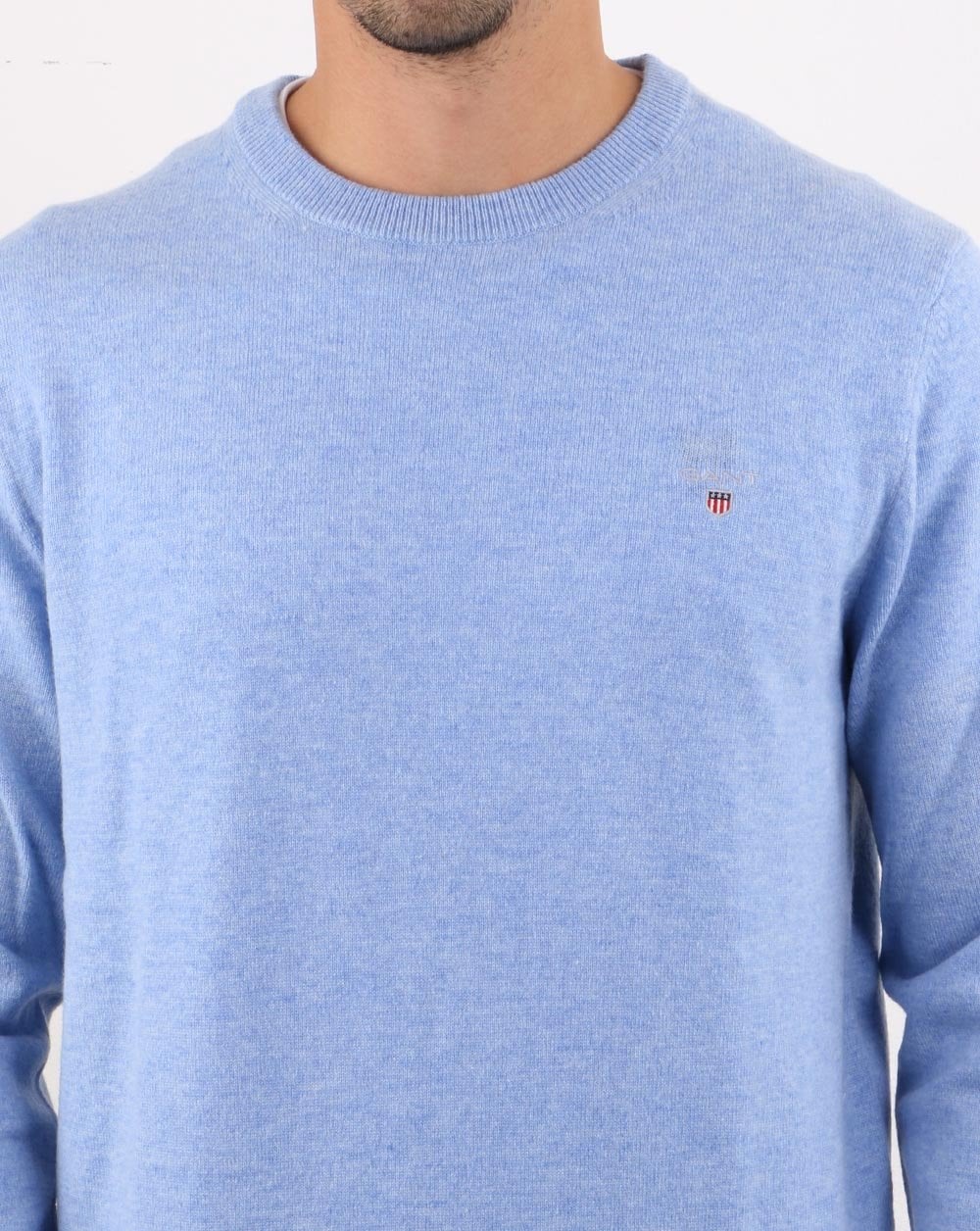 Gant Lambswool Crew Neck Jumper Lake Blue - Image 2
