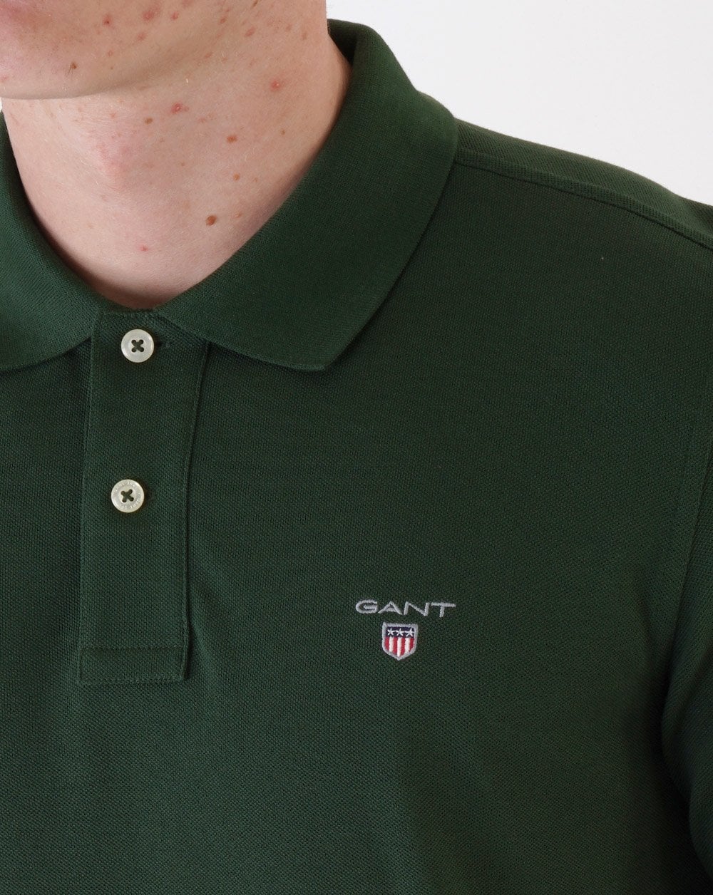 Gant Original Pique L/S Rugger Polo Shirt Green - Image 2