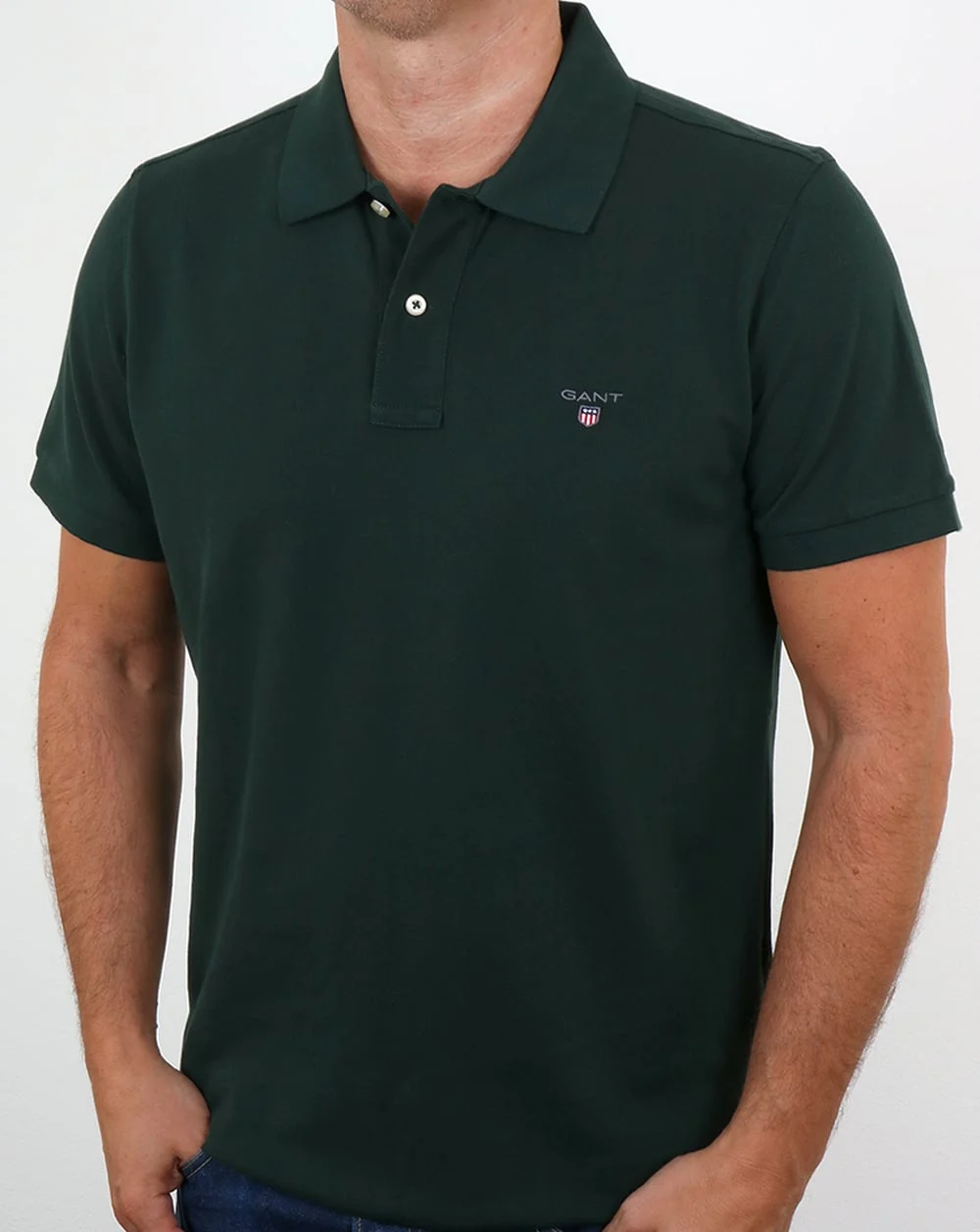 Gant Pique Rugger Polo Tartan Green