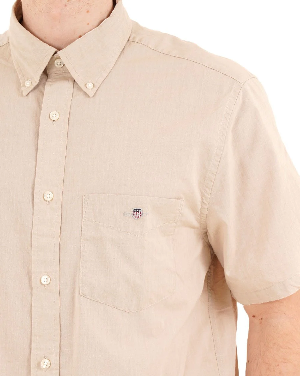 Gant Poplin Short Sleeve Shirt Oat Beige - Image 2