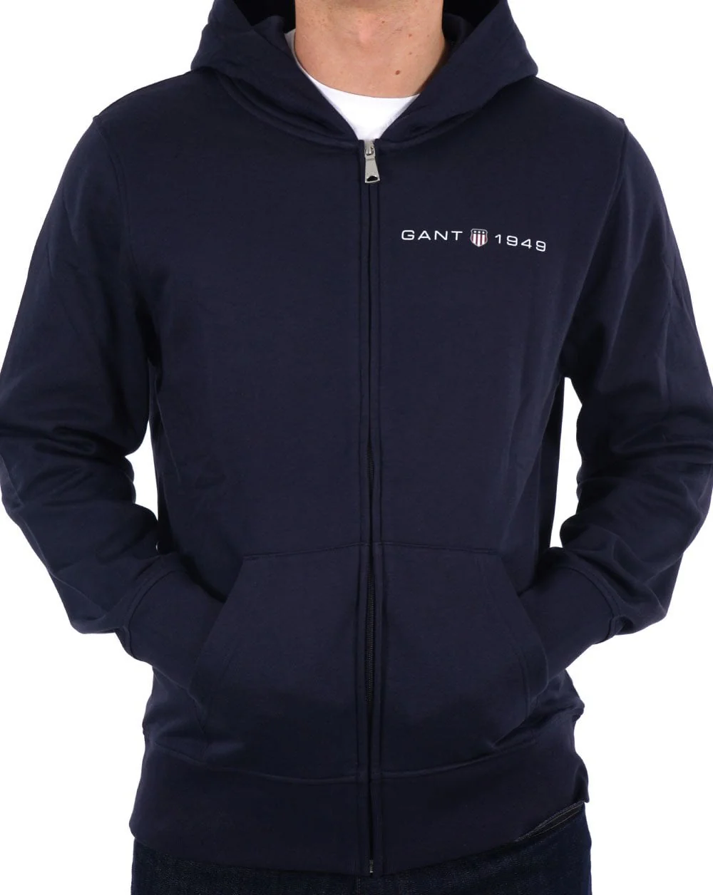 Gant Printed Graphic Full Zip Hoodie Navy Blue - Image 3
