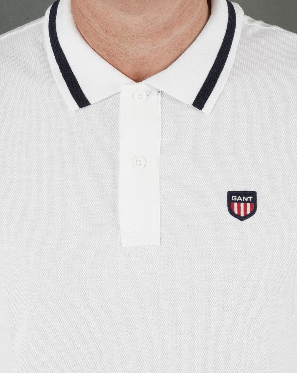 Gant Retro Shield Pique Short Sleeve Polo White - Image 2