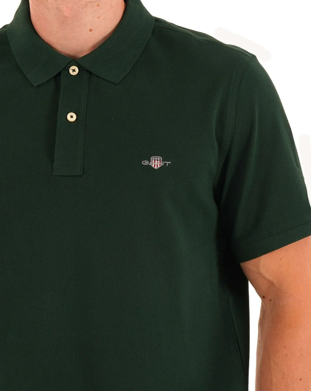 Gant Shield Pique Polo Tartan Green - Image 2