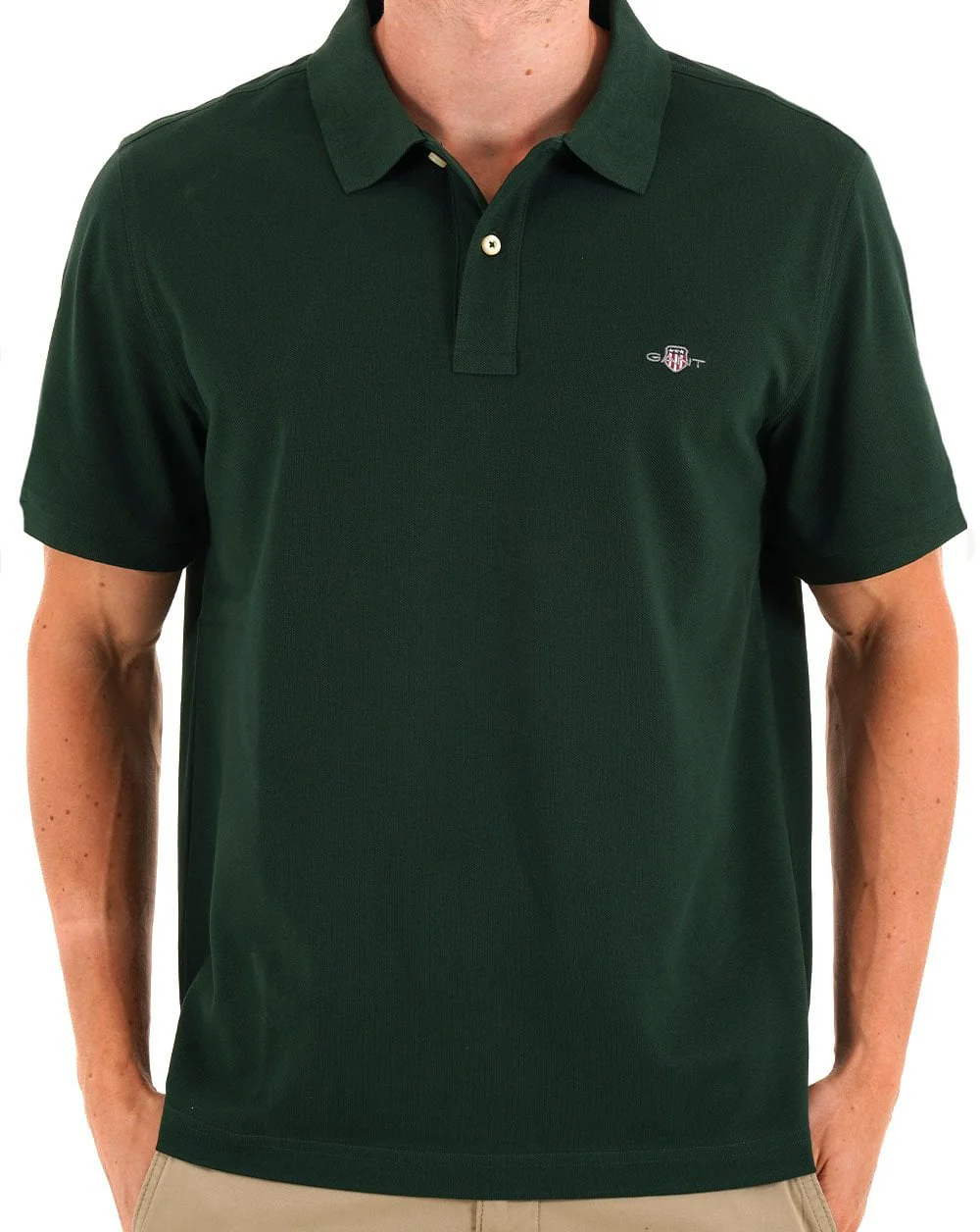 Gant Shield Pique Polo Tartan Green - Image 3