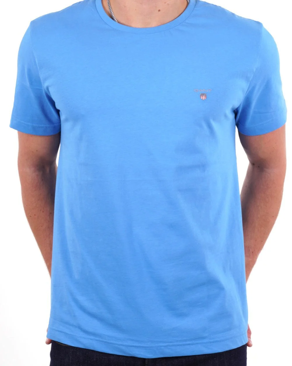Gant Solid Crew Neck T Shirt Blue