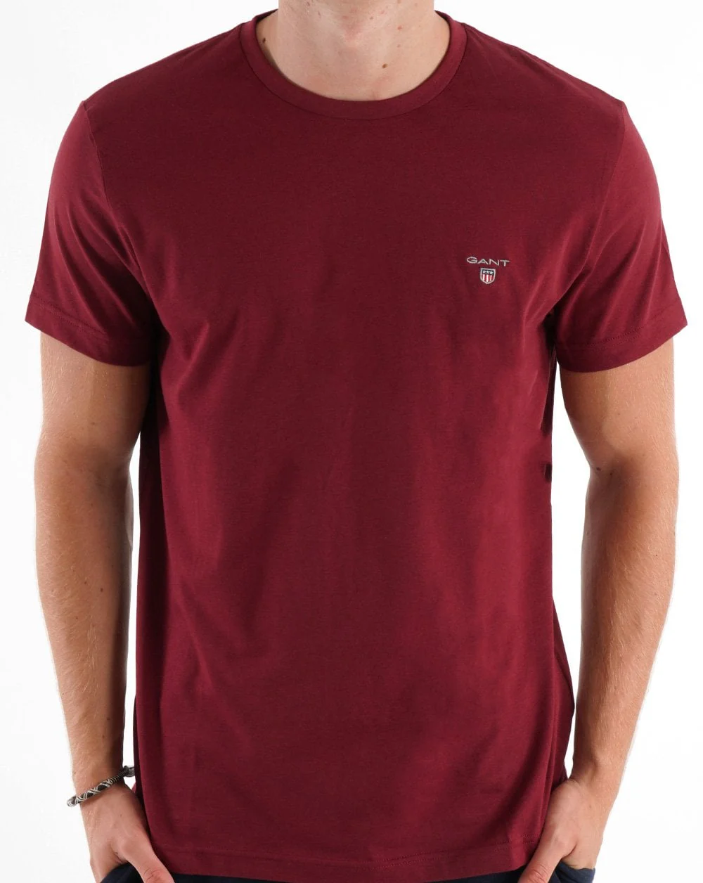 Gant Solid Crew Neck T Shirt Dark Red - Image 3