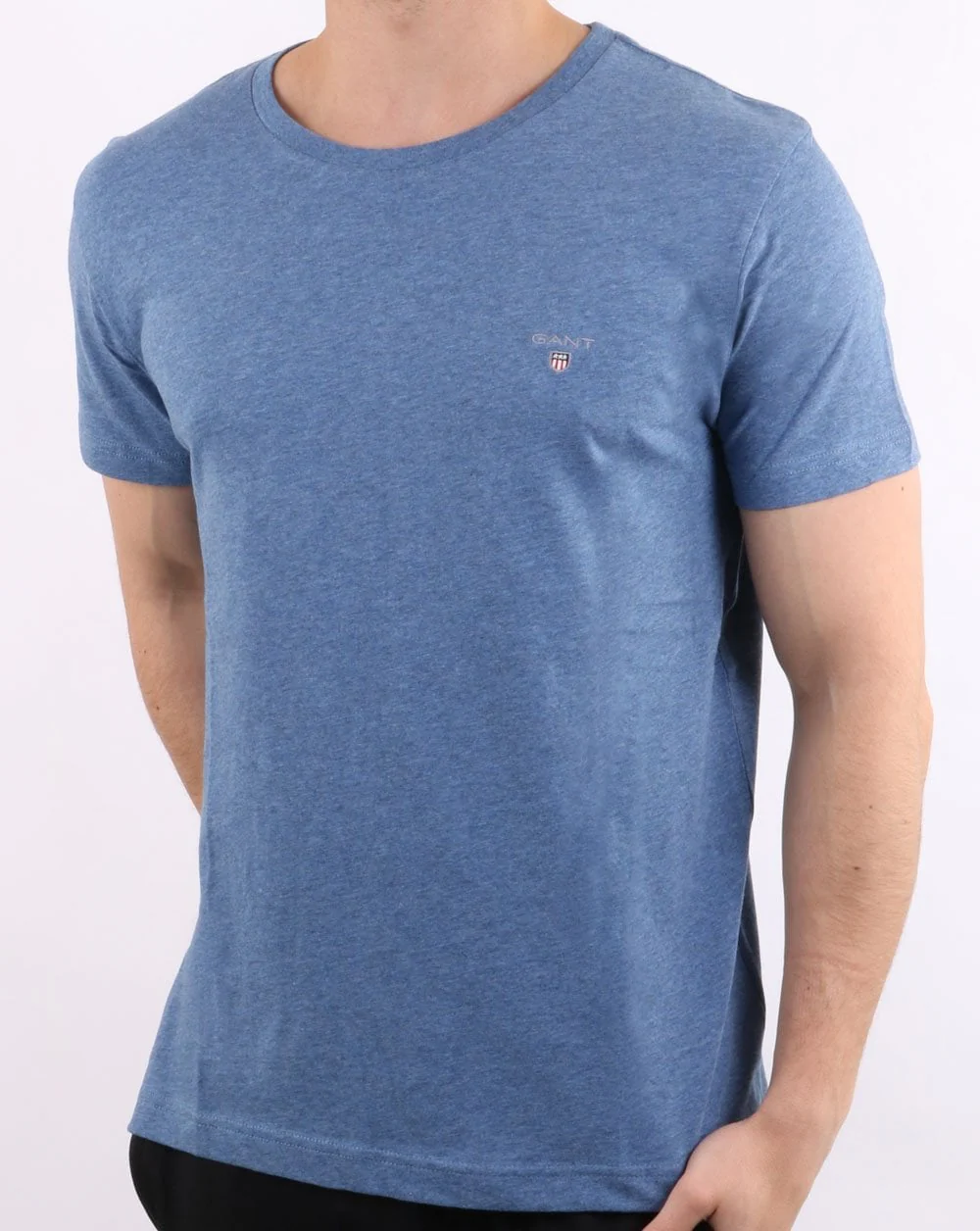 Gant Solid Crew Neck T Shirt Denim Blue - Image 2