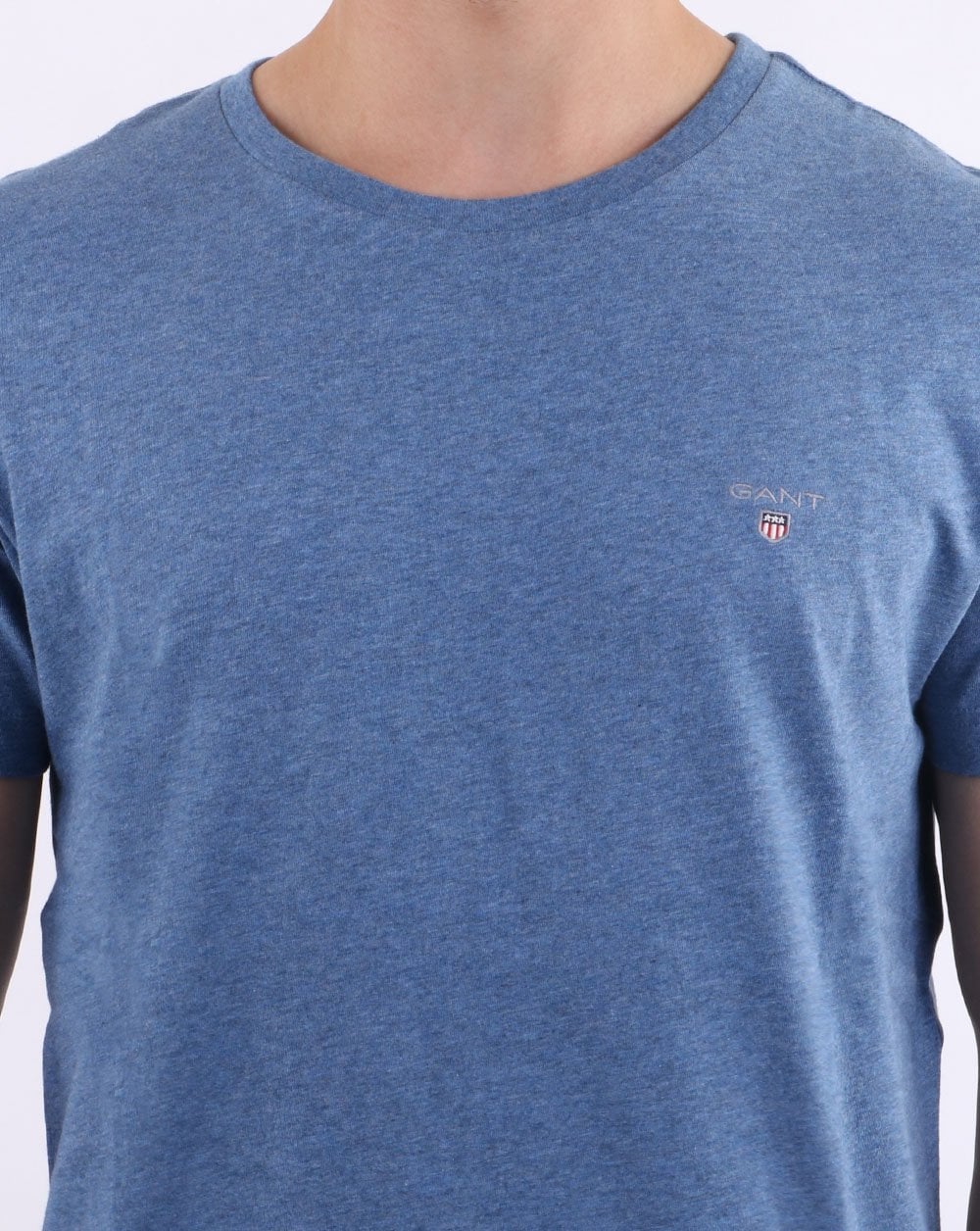 Gant Solid Crew Neck T Shirt Denim Blue - Image 3