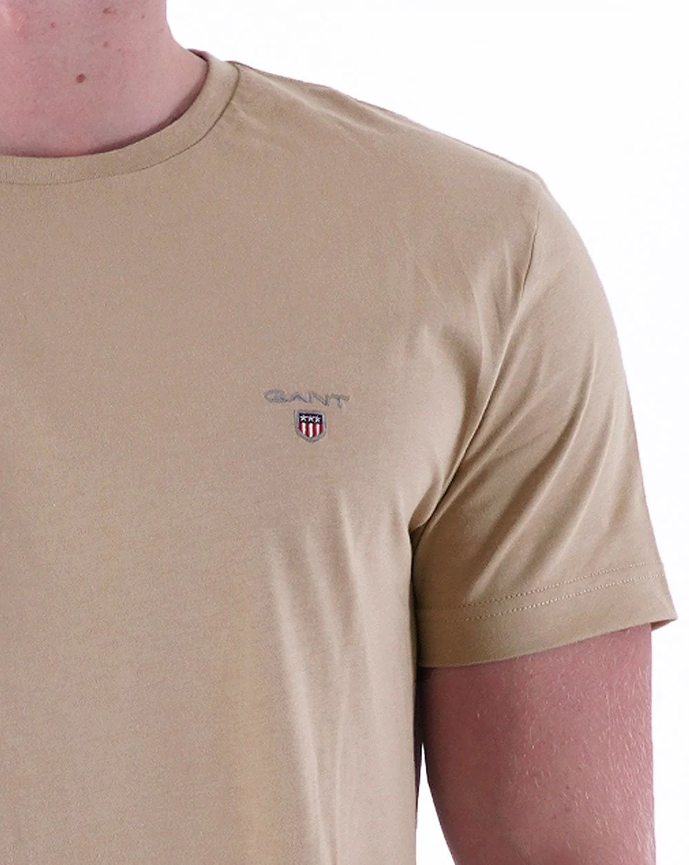 Gant Solid Crew Neck T Shirt Hazelwood Beige - Image 2