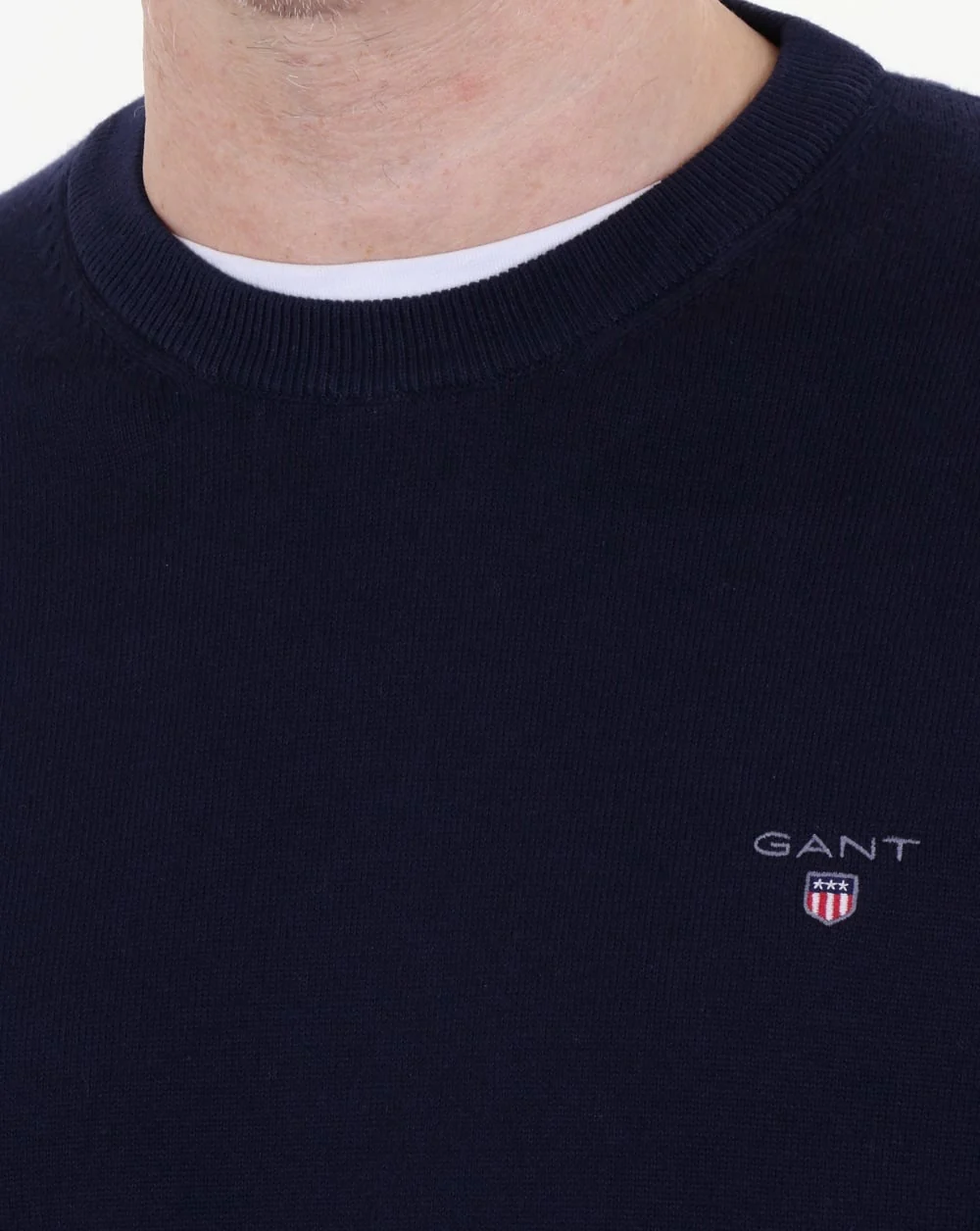 Gant Stretch Lightweight Cotton Jumper Evening Blue - Image 2