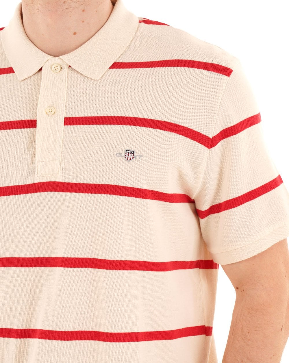 Gant Striped Polo Shirt Creamed White - Image 2