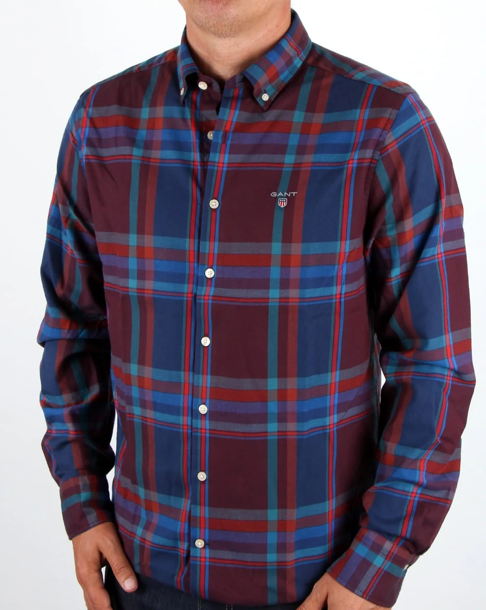 Gant Tech Prep Wool Big Check Shirt Port Red