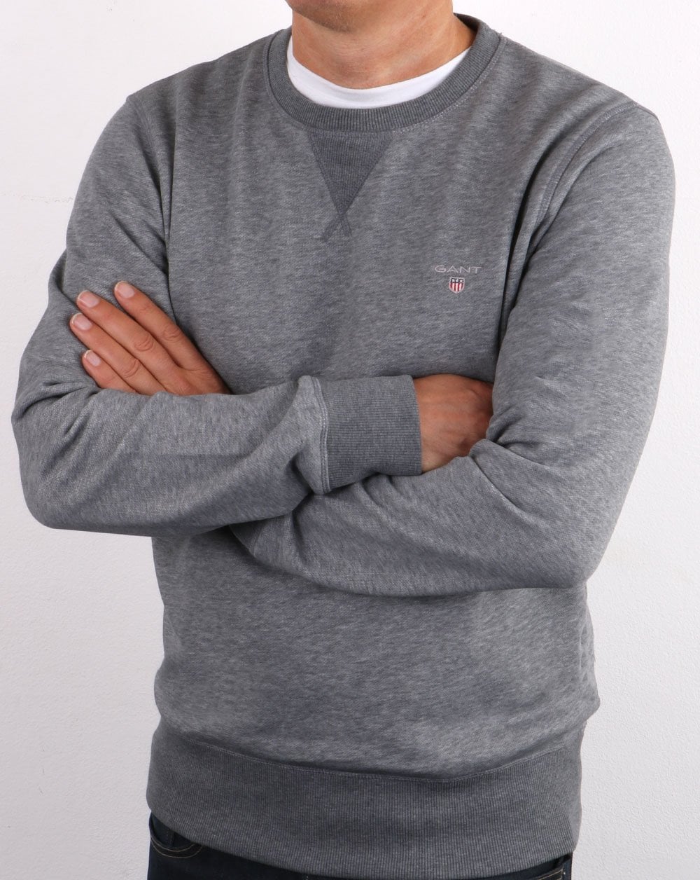 Gant The Original Crew Sweat Dark Grey Melange - Image 3