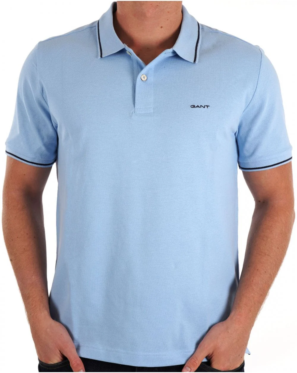 Gant Tipping Pique Polo Shirt Capri Blue - Image 3