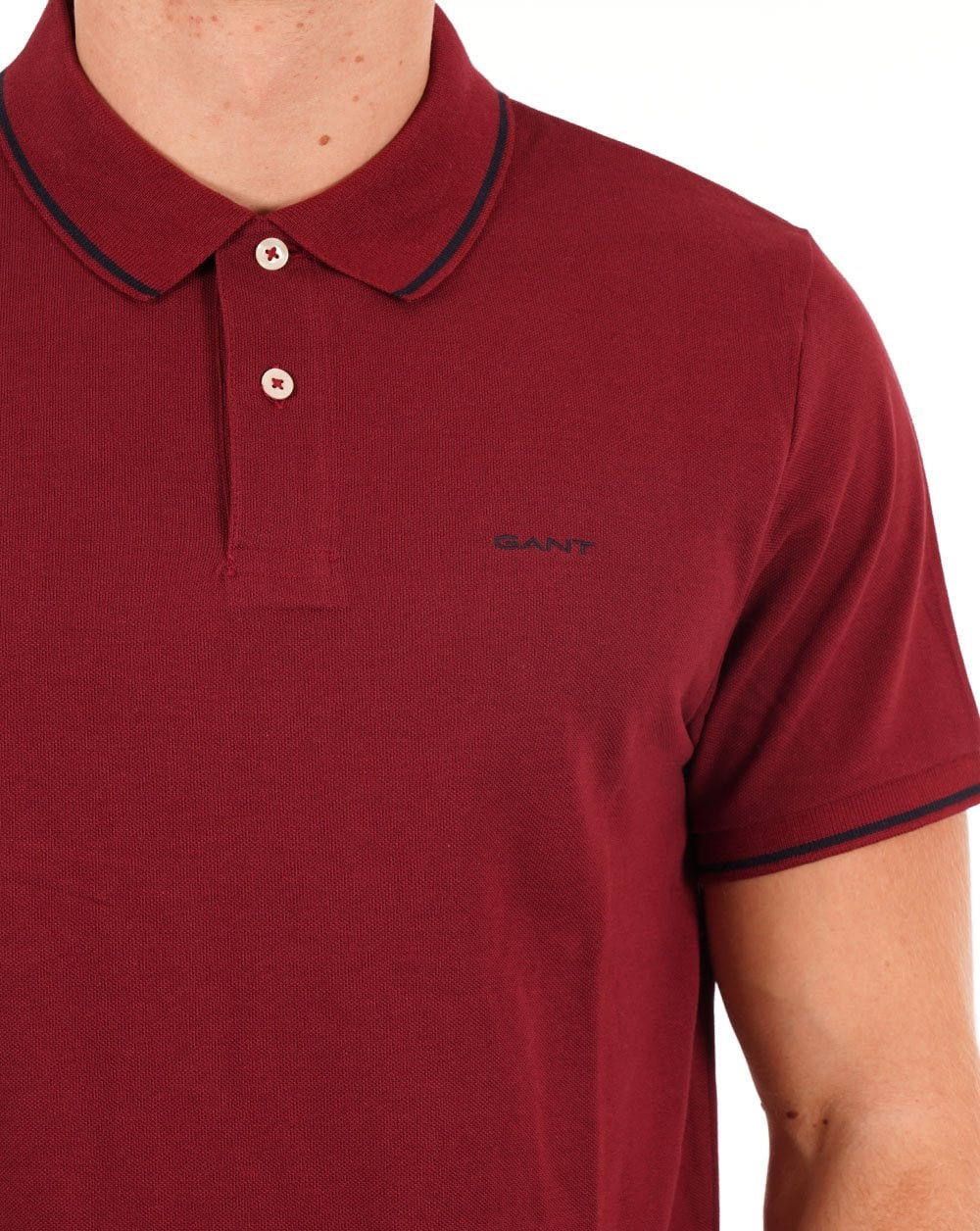 Gant Tipping Pique Polo Shirt Dark Red - Image 2