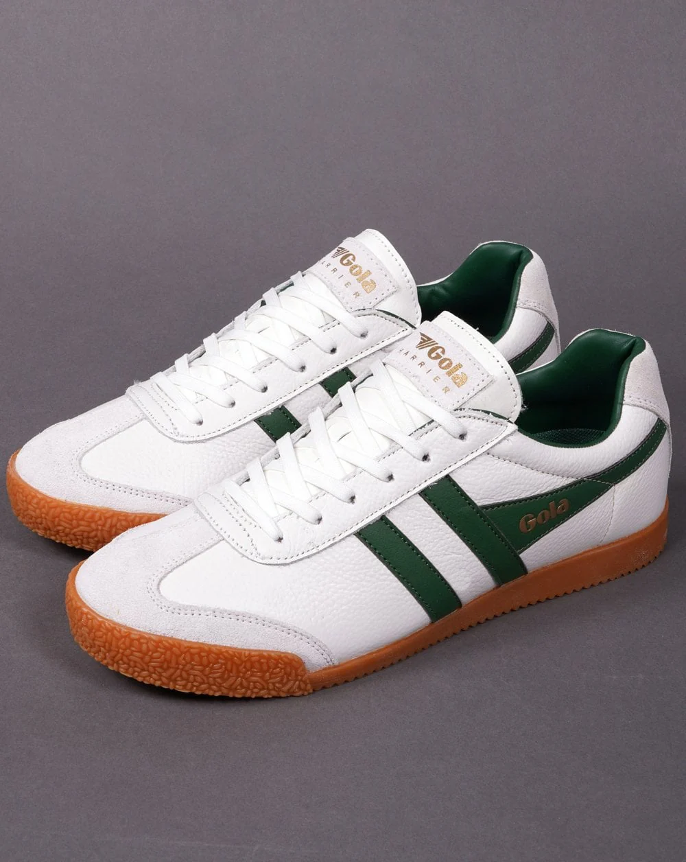 Gola Harrier Leather Trainer White / Green - Image 3