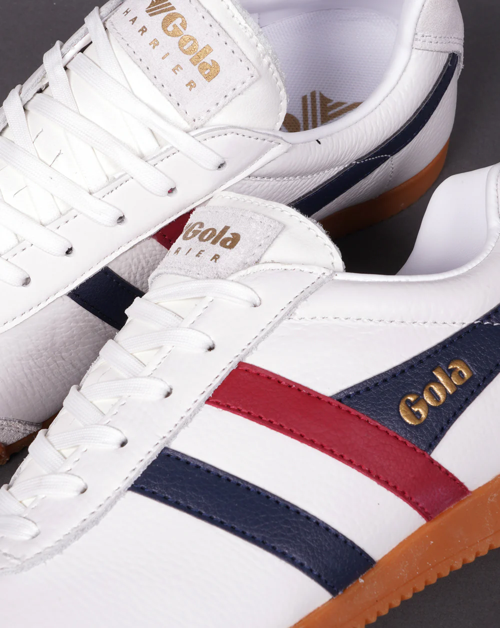 Gola Harrier Leather Trainer White / Navy / Red - Image 3