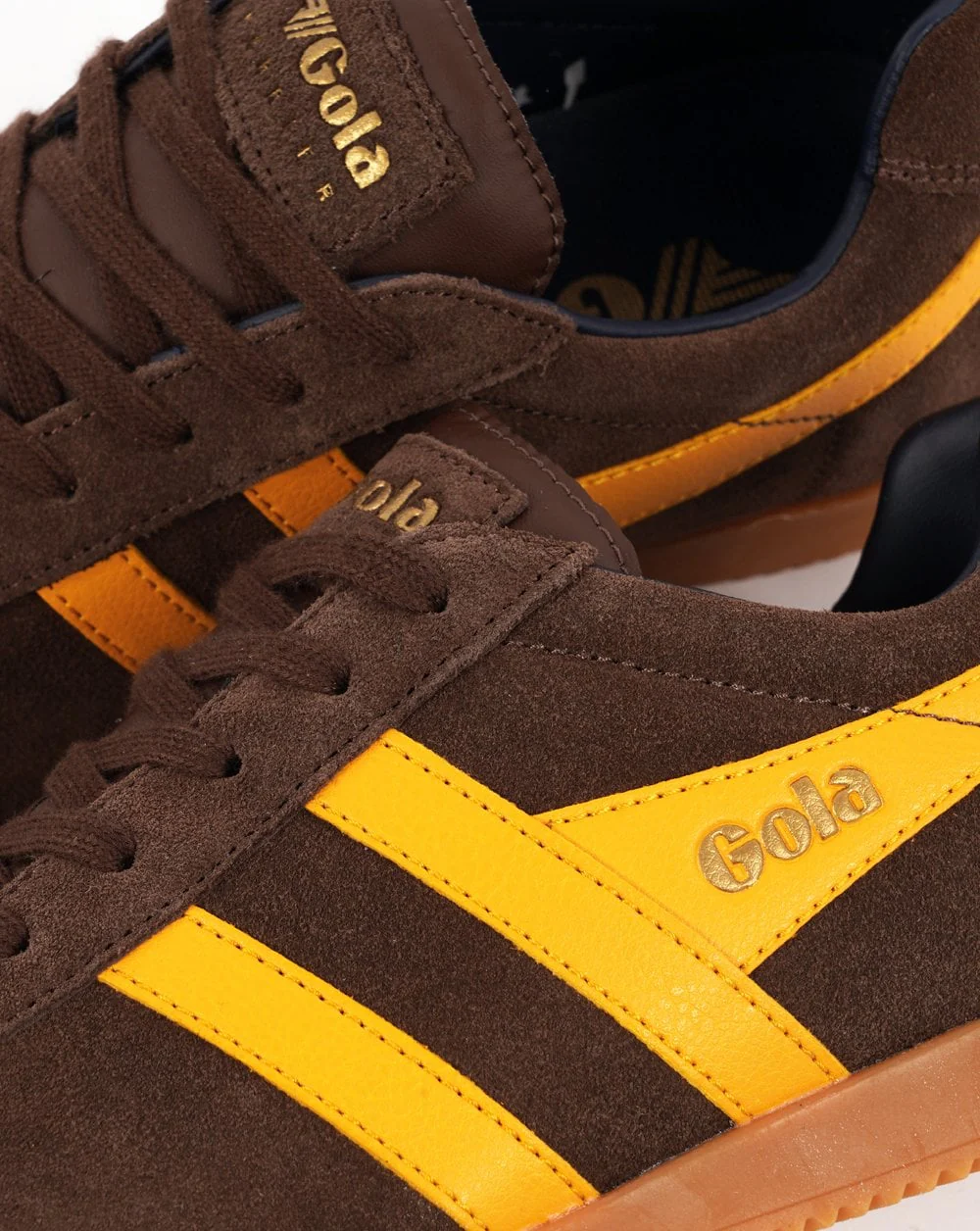 Gola Harrier Suede Trainer Coffee / Sun - Image 3