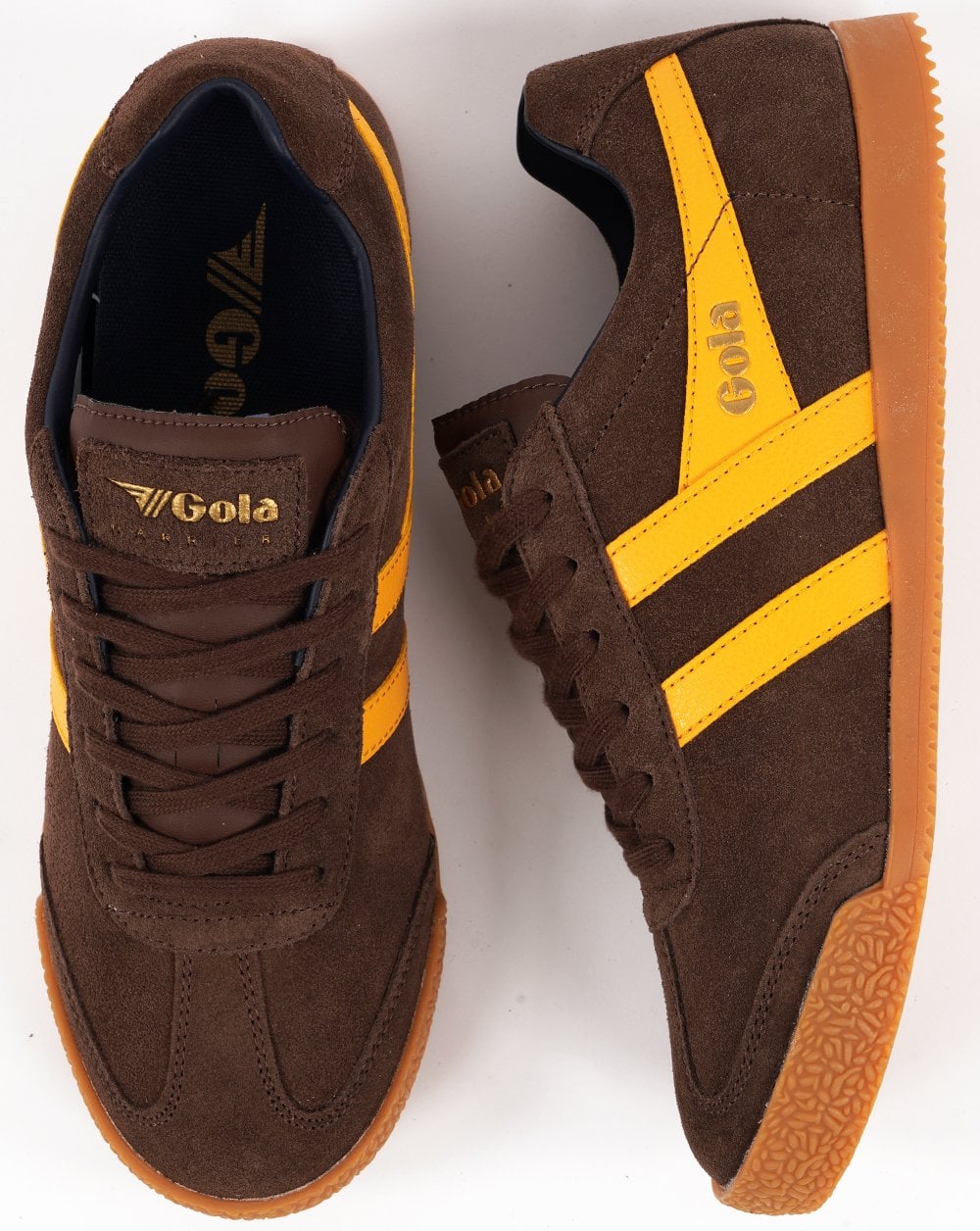 Gola Harrier Suede Trainer Coffee / Sun - Image 4