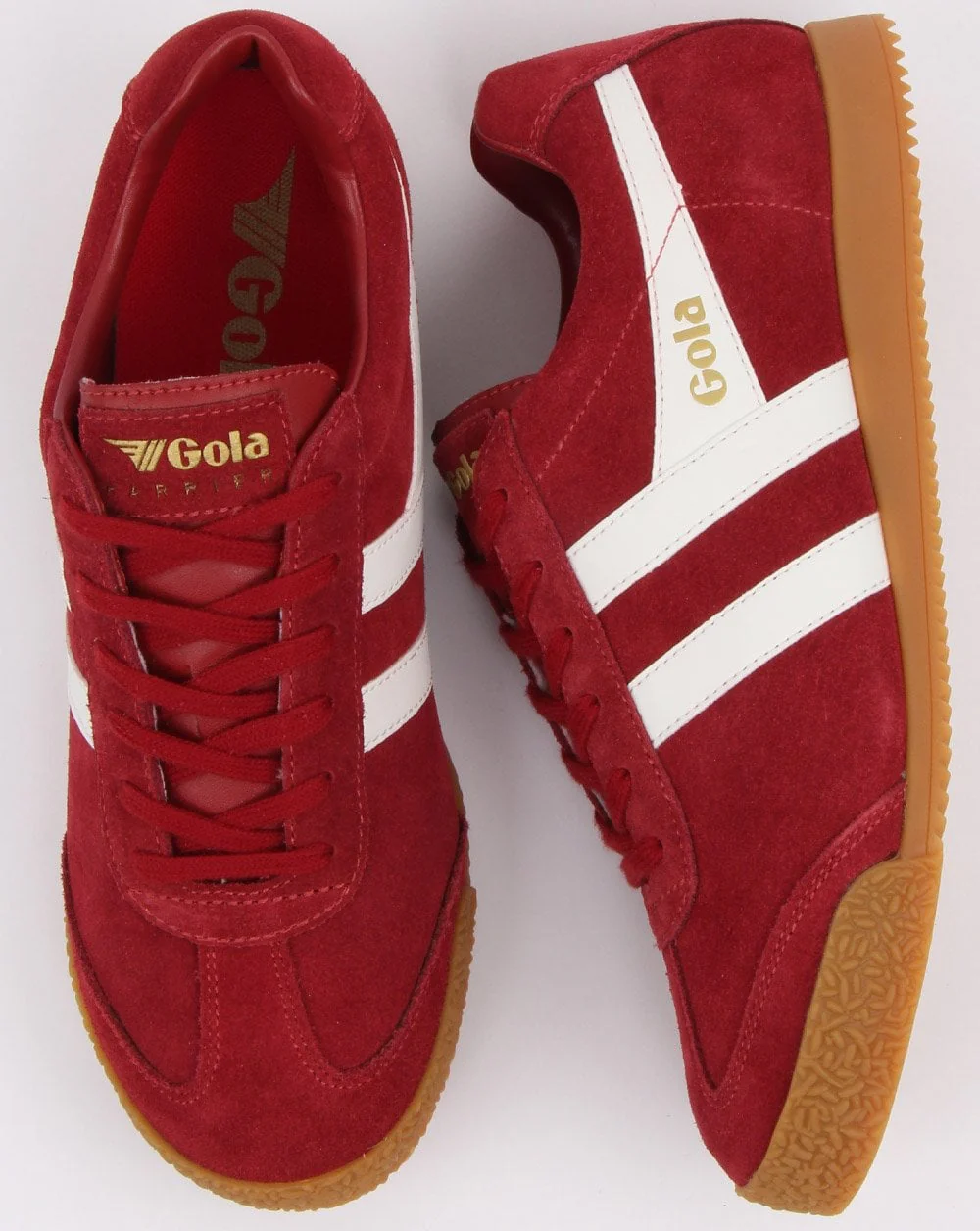 Gola Harrier Suede Trainer Deep Red/White - Image 2