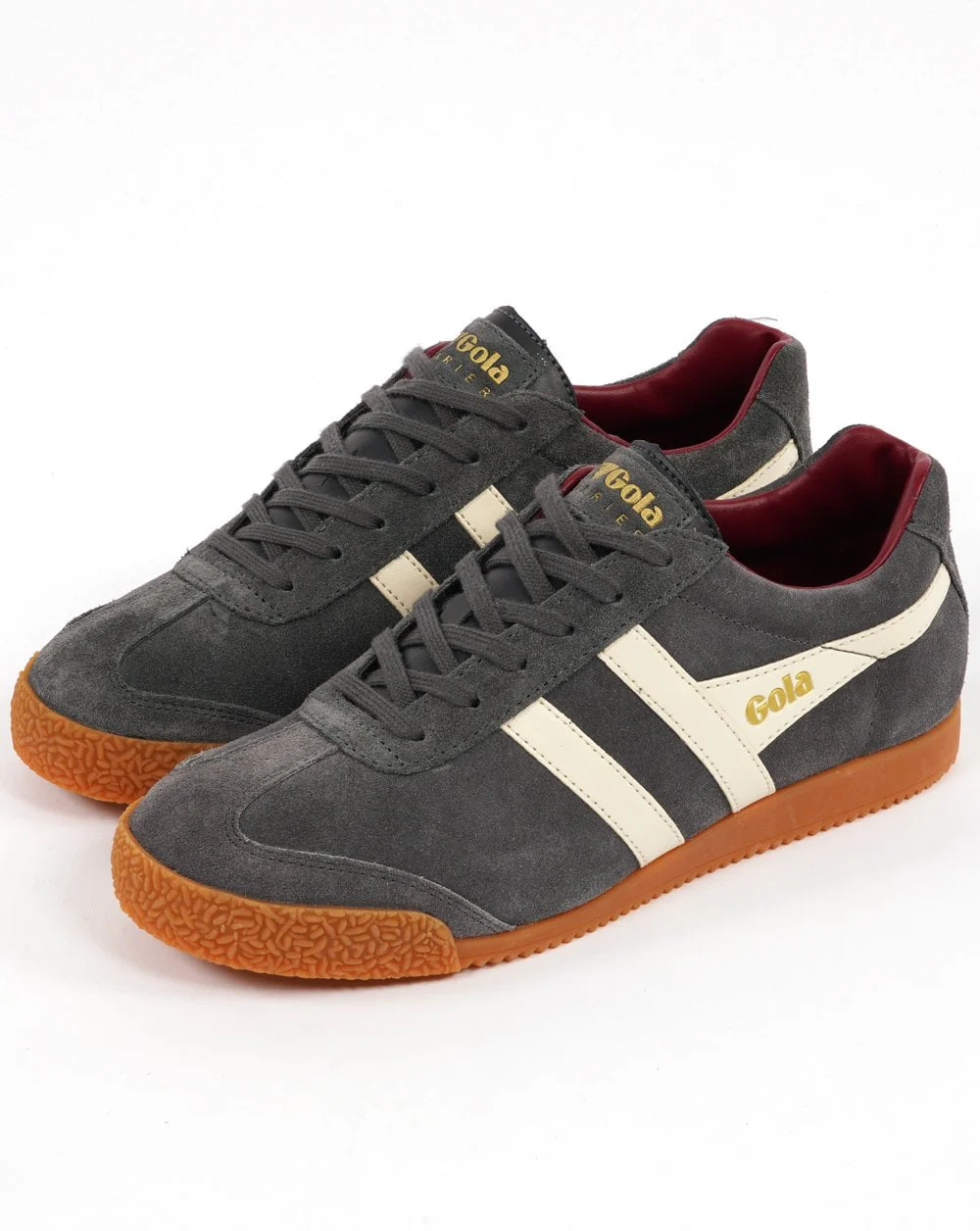 Gola Harrier Suede Trainer Grey Off White - Image 2