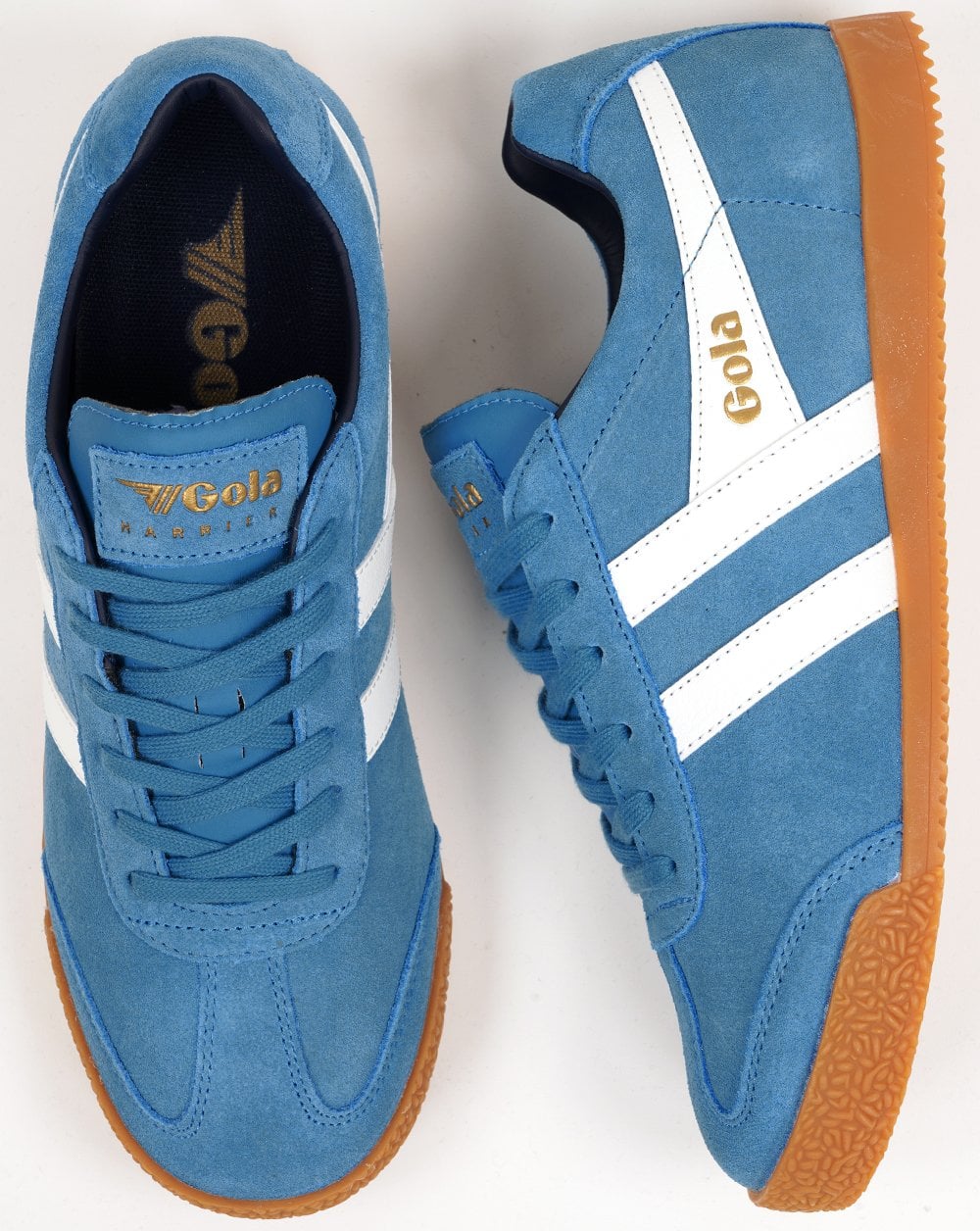 Gola Harrier Suede Trainer Santorini/White/Navy - Image 4