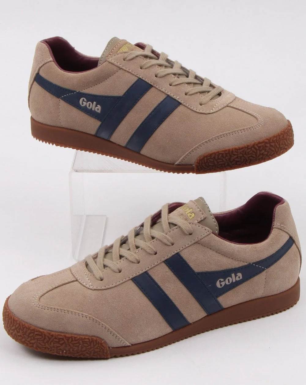 Gola Harrier Suede Trainer Stone/Navy - Image 2
