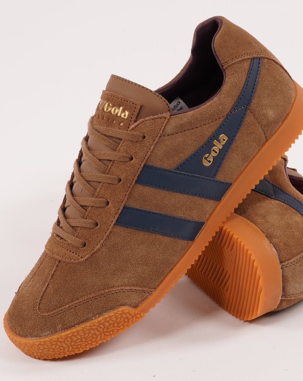Gola Harrier Suede Trainer Tobacco/Navy/Burgundy