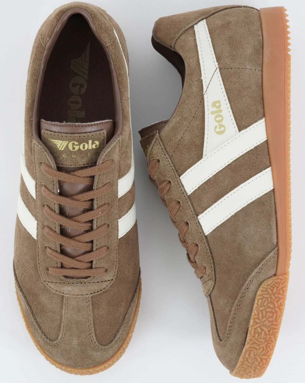 Gola Harrier Suede Trainer Tobacco/Off White - Image 2