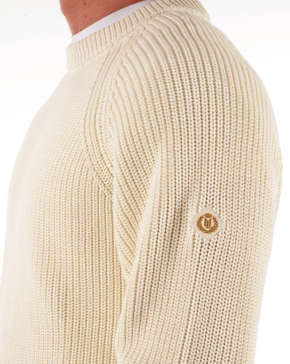 Henri Lloyd Golant Ribbed Crew Knit Ecru - Image 3