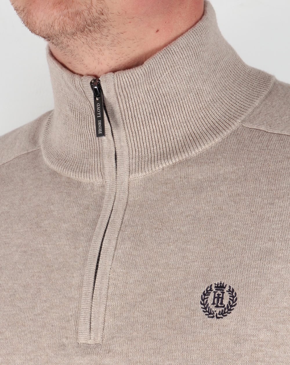 Henri Lloyd Half Zip Knit Driftwood Marl - Image 2