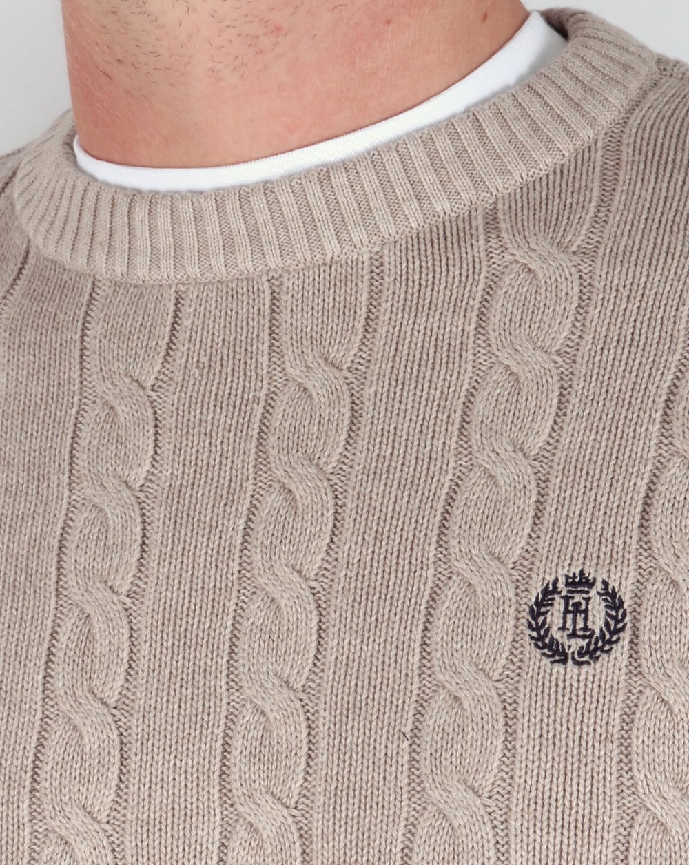 Henri Lloyd Kramer Cable Knit Jumper Driftwood Marl - Image 2