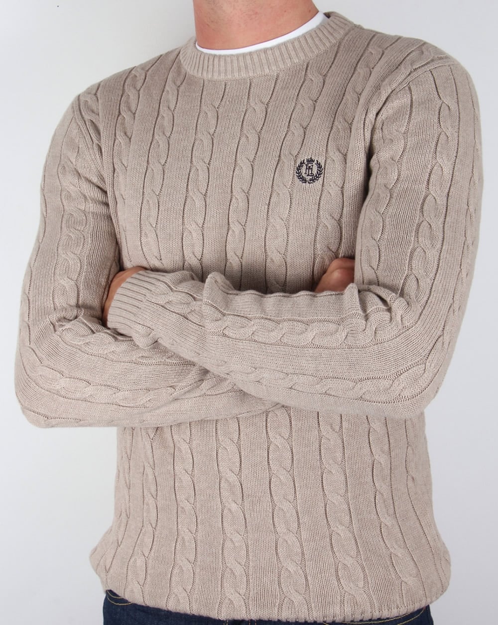 Henri Lloyd Kramer Cable Knit Jumper Driftwood Marl - Image 3