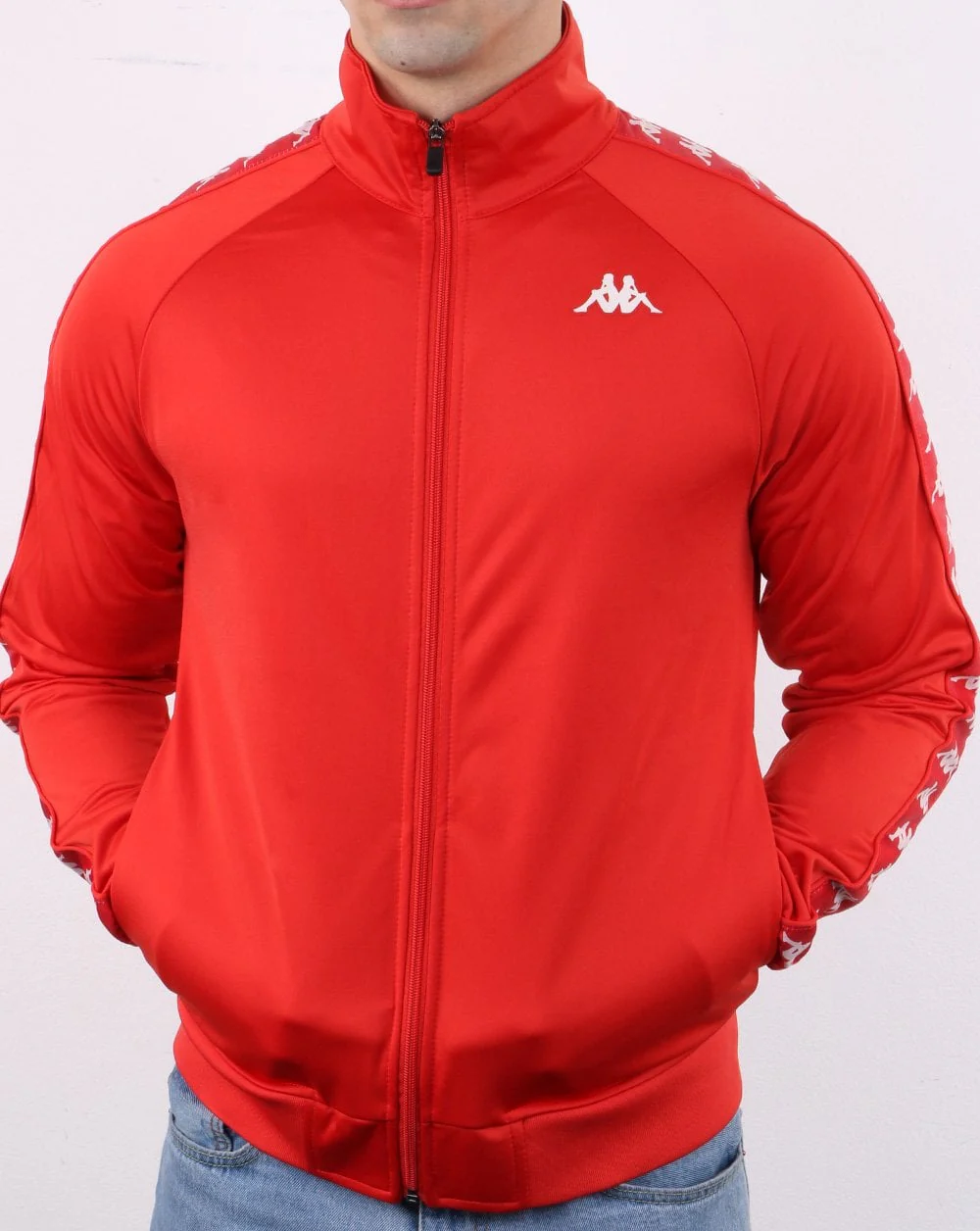 Kappa Banda Anniston Slim Track Top Red Blaze/White - Image 3
