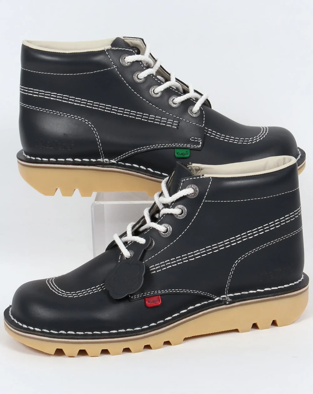 Kickers Kick Hi Boots In Leather Navy - Image 3