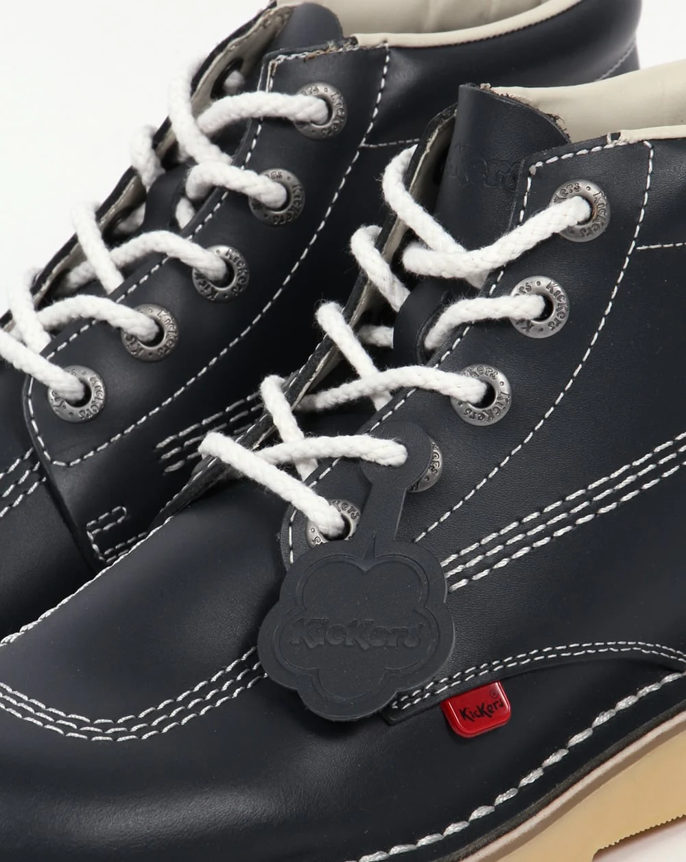 Kickers Kick Hi Boots In Leather Navy - Image 4