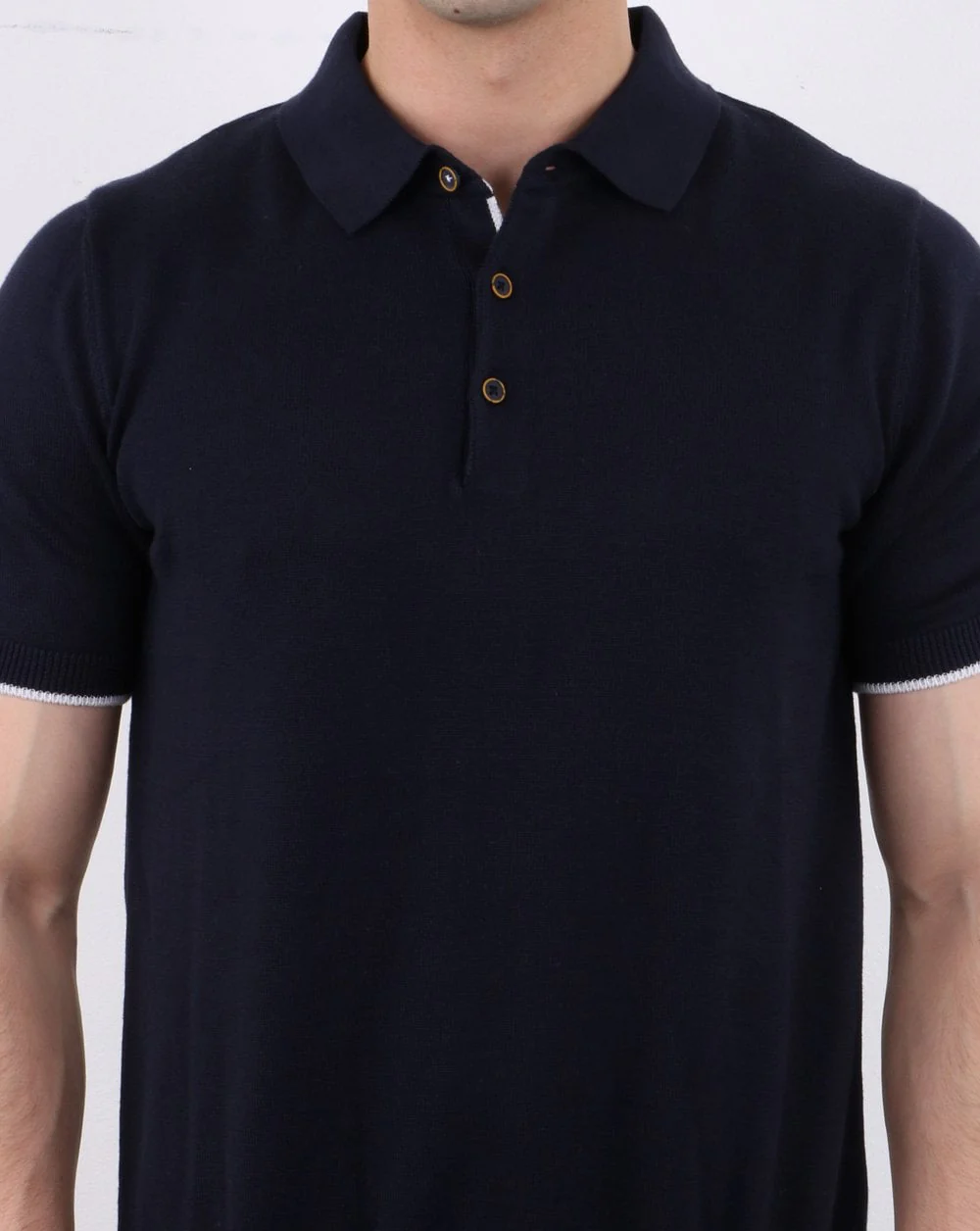 Knitted Polo Navy - Image 2